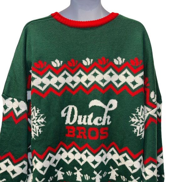 Rare Dutch Bros Brothers Christmas Sweater Mens XL Merry and Stoked Ugly Holiday - Picture 7 of 9